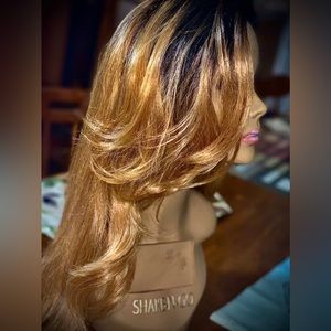 Human hair blend half wig. Ombré Layers.